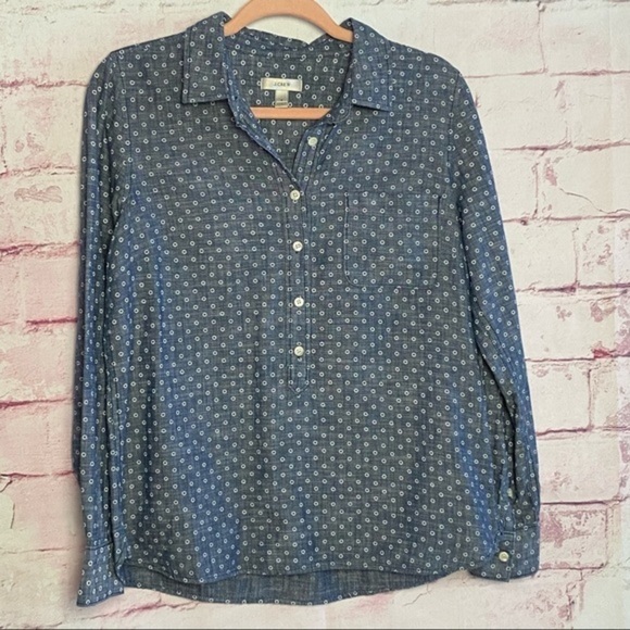 J. CREW Denim Blue Button Up Long Sleeve Shirt - Picture 9 of 10